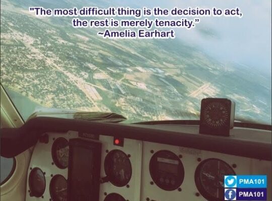 "The most difficult thing is the decision to act, the rest is merely tenacity." ~Amelia Earhart